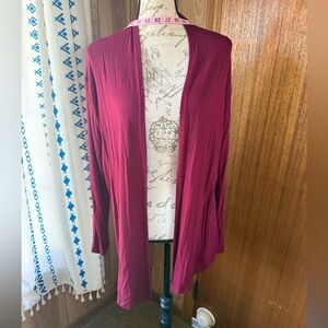 Women's Burgundy Open Front Cardigan